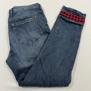 Eddie Bauer Jeans Flannel Lined Boyfriend Relaxed Blue Denim Women T16 READ